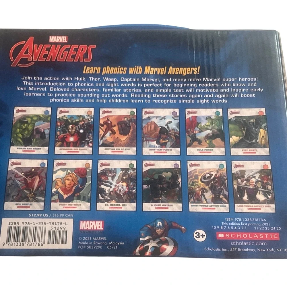 Marvel Avengers Phonics Reading Program Scholastic 12‎ Books - Kids Learning EUC